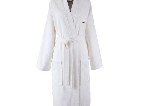 LDEFILE White 400gsm Bath Robe by Lacoste Hot on Sale