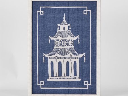 Pagoda Blue And White Wall Art A by Florabelle For Sale