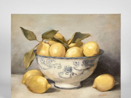 Lemons In Blue Bowl Wall Art by Florabelle on Sale