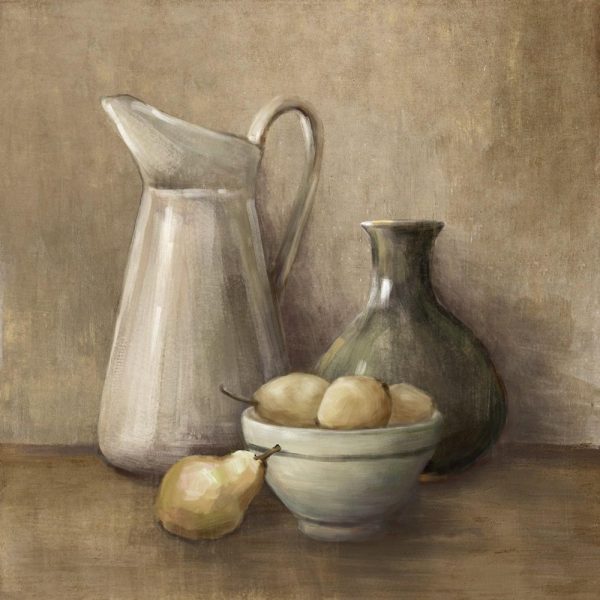 Bowl W Pears & Jug Painting Wall Art by Florabelle Online Sale