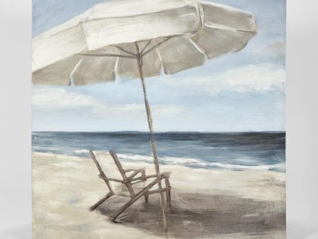 Deck Chair W Umbrella Paint Wall Art by Florabelle For Sale