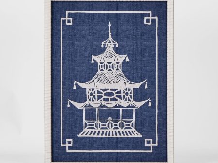 Pagoda Blue And White Wall Art B by Florabelle For Sale