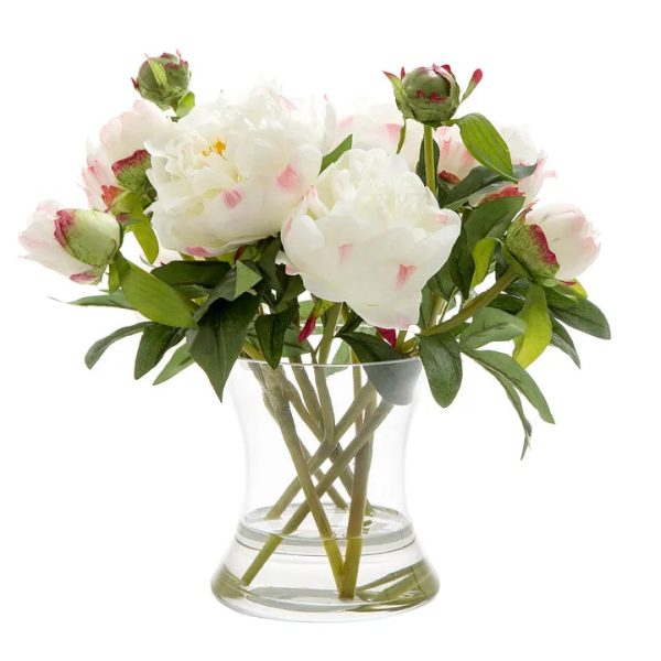 Peony in Water in Glass Vase White by Florabelle Online now