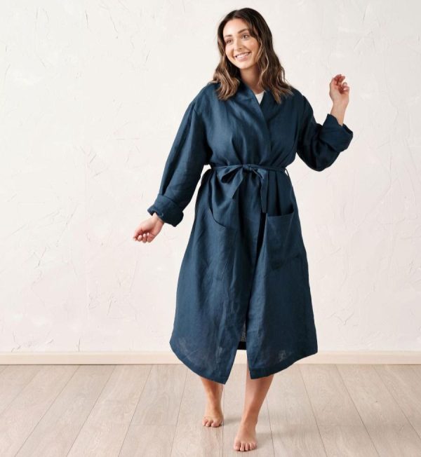 Nimes Navy Robe by Linen House For Cheap