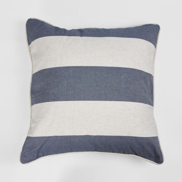 55 Cm Throw Cushion Denim Stripe by Florabelle For Sale