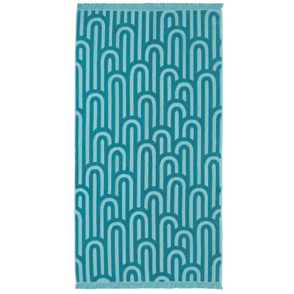 HiLo Beach Towel Arcade - Turquoise by Bambury Online