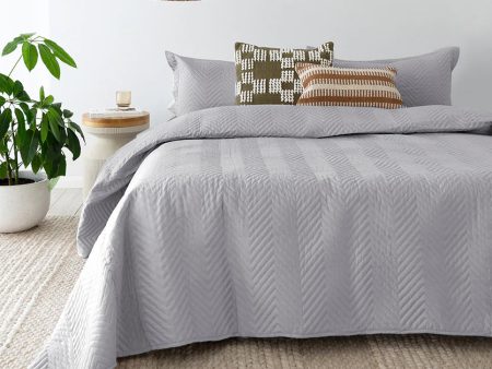 Herringbone Silver Coverlet Set By Bambury Online now