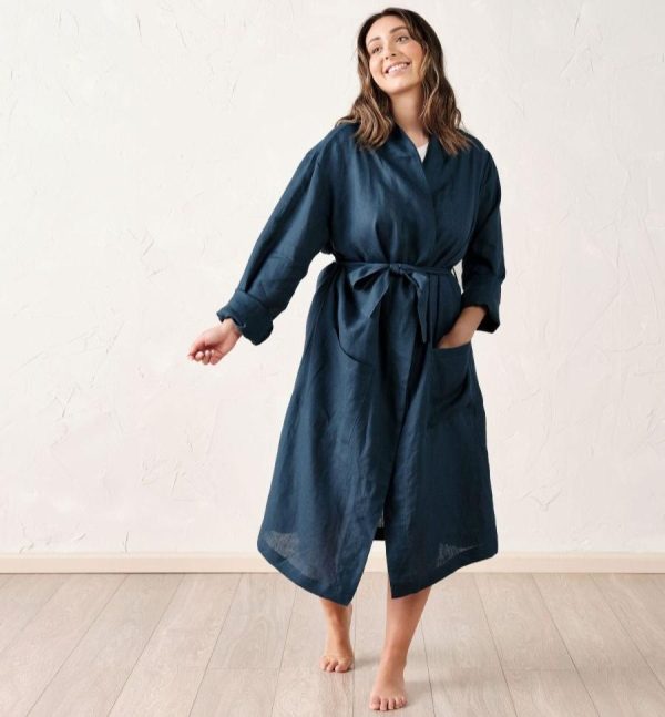 Nimes Navy Robe by Linen House For Cheap