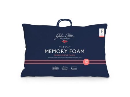 John Cotton Classic Medium Profile Memory Foam Pillow Fashion