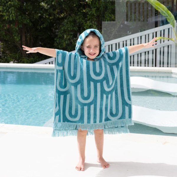 HiLo Kids Beach Poncho - Turquoise by Bambury For Cheap