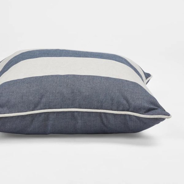 55 Cm Throw Cushion Denim Stripe by Florabelle For Sale