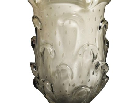 Petal Art Glass Vase Short Silk Cream For Sale