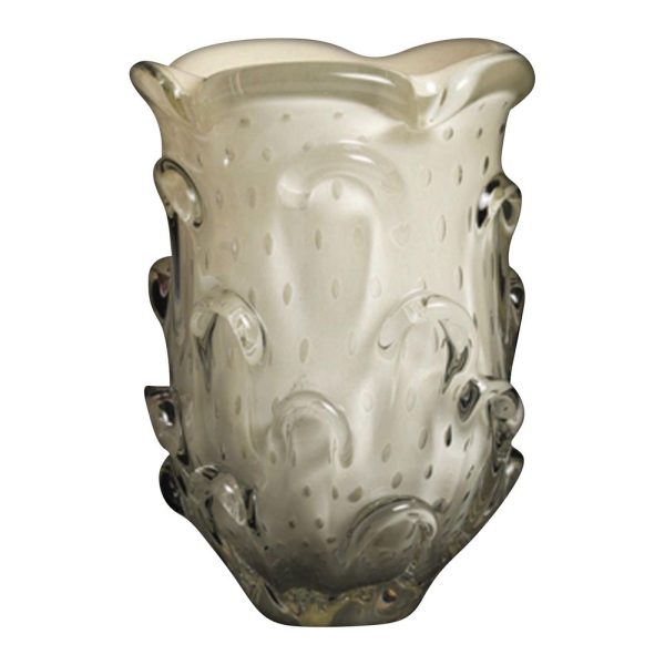 Petal Art Glass Vase Short Silk Cream For Sale