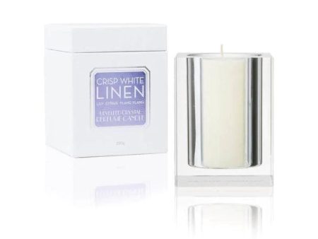 Crisp White Linen 220g Bevelled Crystal Candle by Abode Aroma Online Sale