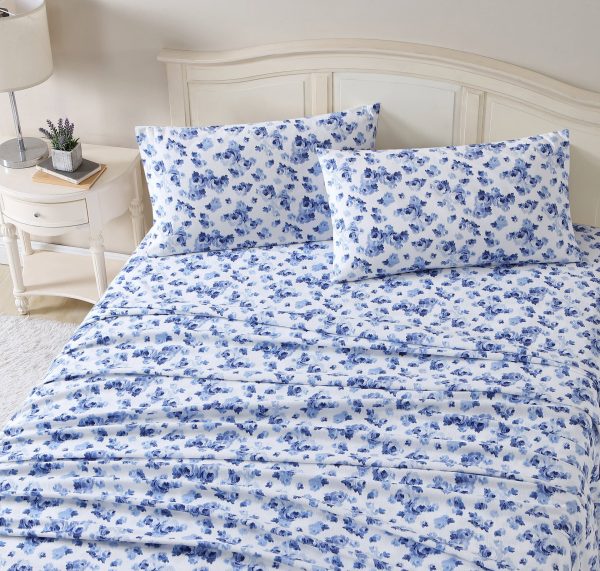 Emelisa Porcelain Blue Flannelette Sheet Set by Laura Ashley Online