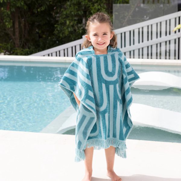 HiLo Kids Beach Poncho - Turquoise by Bambury For Cheap