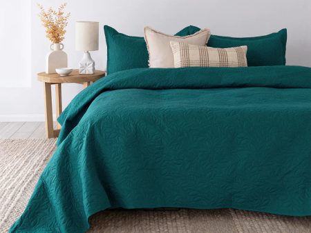 Botanica Teal Coverlet Set By Bambury Online now