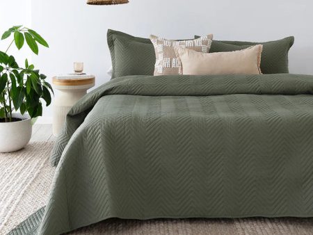 Herringbone Moss Coverlet Set By Bambury Fashion