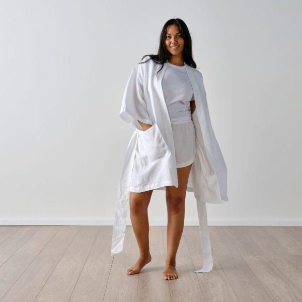 Nimes White Short Robe by Linen House Online Hot Sale