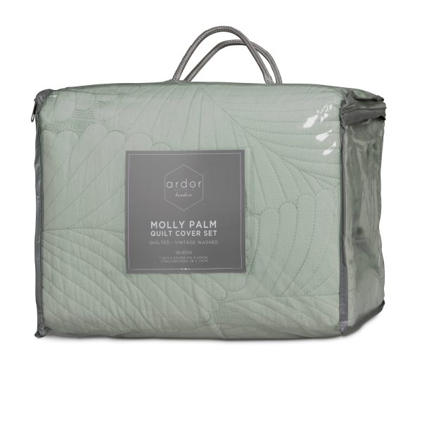 Molly Palm Green Quilted Quilt Cover Set by Ardor Hot on Sale