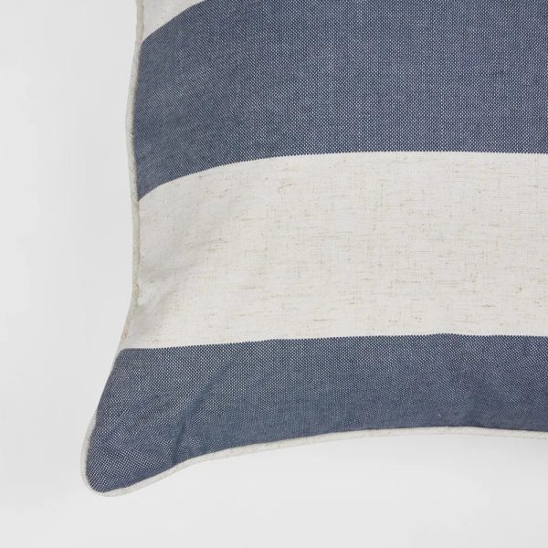 55 Cm Throw Cushion Denim Stripe by Florabelle For Sale