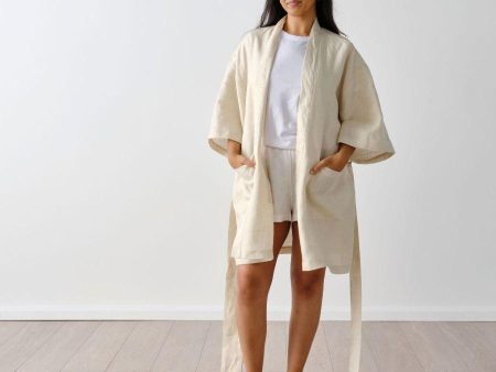 Nimes Natural Short Robe by Linen House Sale