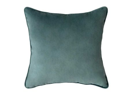 55Cm Throw Cushion Teal Velvet by Florabelle For Sale