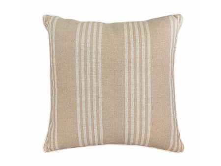 55Cm Cushion Natural Beige With Thin Cream Stripes by Florabelle Supply