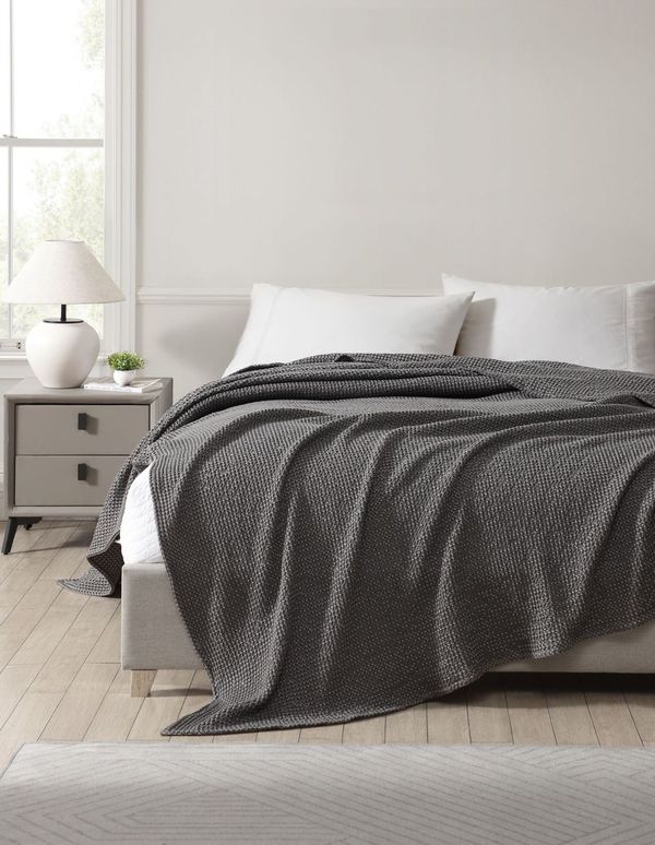 Urban Charcoal Waffle Blanket by Private Collection Cheap