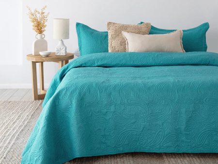 Paisley Coverlet Set By Bambury - Peacock Cheap