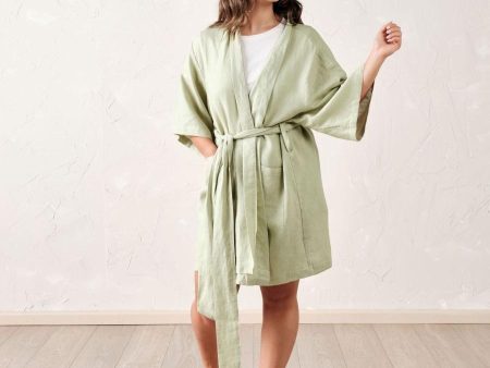 Nimes Wasabi Short Robe by Linen House Fashion