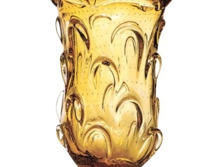 Petal Art Glass Vase Tall Honey For Sale