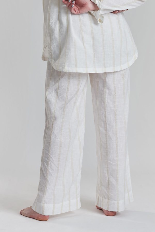 Robinia striped woven-cotton wide leg trousers - Summer Sand
 Beige Online