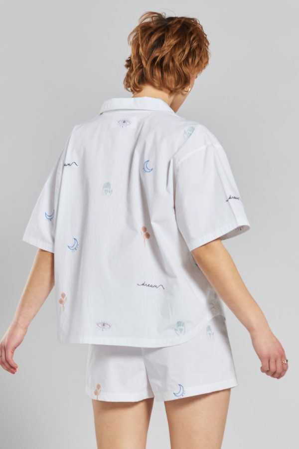 Telopea embroidered woven-cotton shirt - Glacier White Hot on Sale