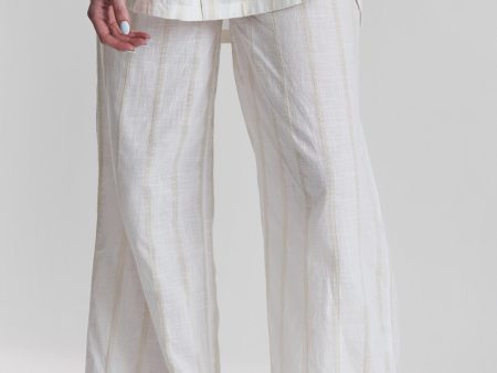 Robinia striped woven-cotton wide leg trousers - Summer Sand
 Beige Online