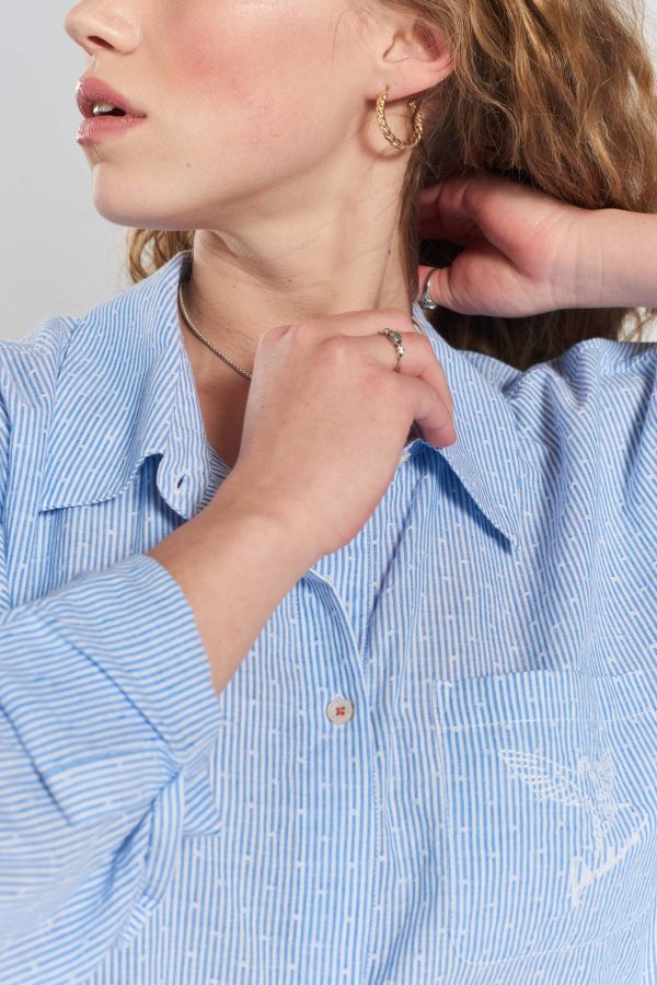 Yew striped woven-cotton shirt - Mountain Blue For Cheap