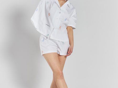 Telopea embroidered woven-cotton shirt - Glacier White Hot on Sale