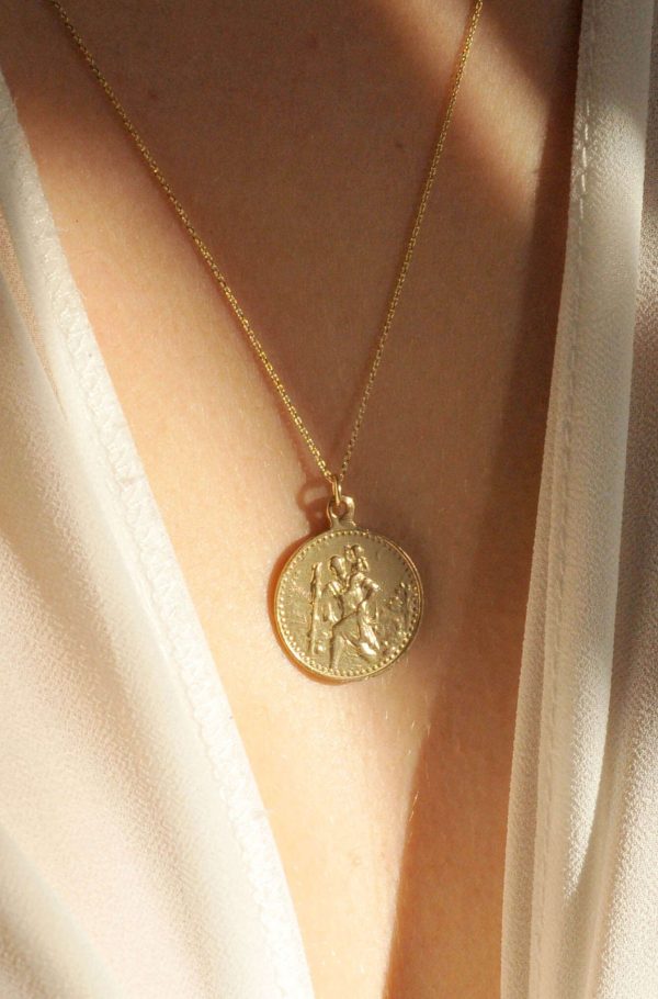 9ct Gold Saint Christopher Medallion Necklace Online Hot Sale