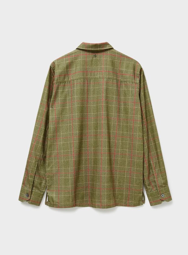 Recycled Flannel British Green Check Shirt Jacket Hot on Sale