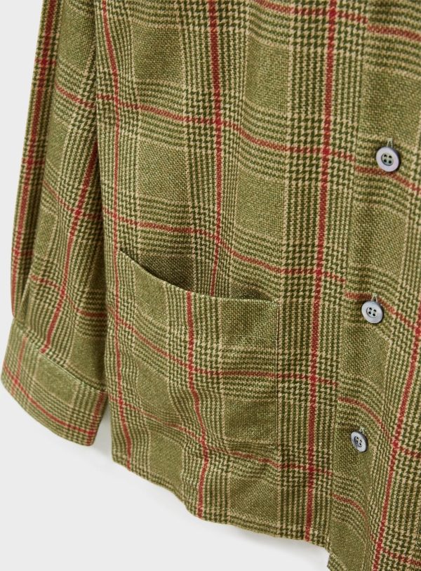 Recycled Flannel British Green Check Shirt Jacket Hot on Sale