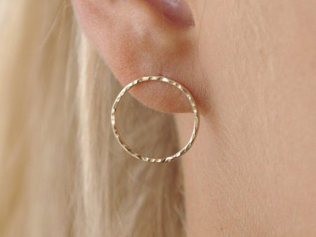 9ct Gold Hammered Circle Stud Earrings Hot on Sale