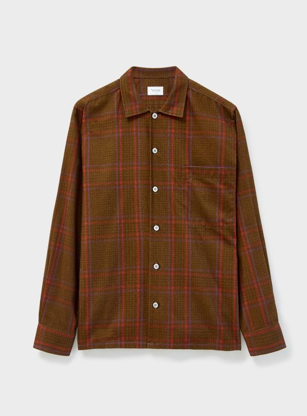 Recycled Flannel Chocolate Check Spitalfields Overshirt Cheap