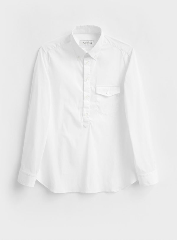 Recycled Italian White Oxford Modern Button-down Popover Shirt Hot on Sale