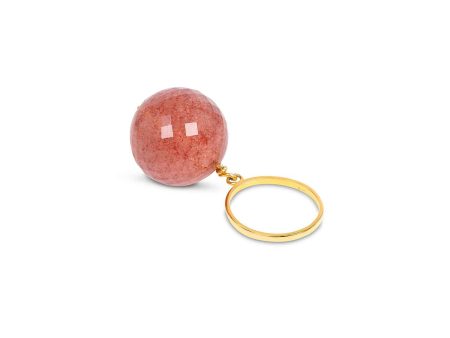 Bubble Strawberry Quartz Gold Ring (size adjustable) Cheap