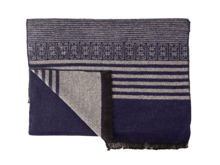 Blue Stripe and Lattice Bamboo Scarf Online Sale