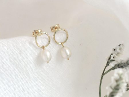 9ct Gold Minimal Pearl Studs on Sale