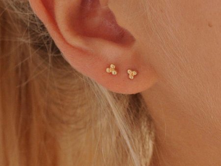 9ct Gold Triple Dot Stud Earrings on Sale