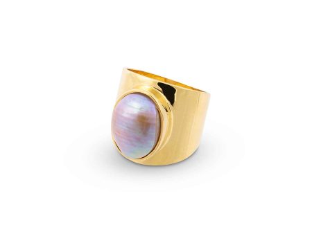 Venus Grey Pearl Gold Ring Hot on Sale