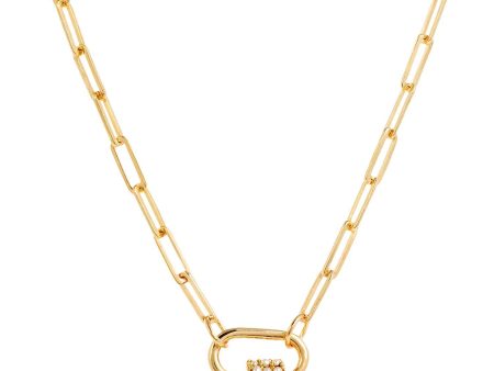 Daphne Gold Paperclip Link Chain Necklace with Pearl Carabiner lock For Discount