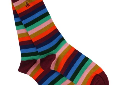 Multi Fine Striped Bamboo Socks Fashion